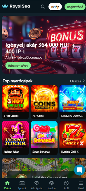 Royalsea hu app mainpage